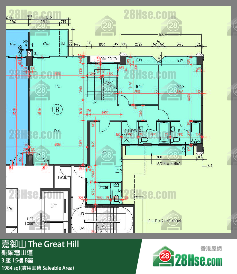 嘉御山 屋苑大廈3 座15樓 B室 平面圖