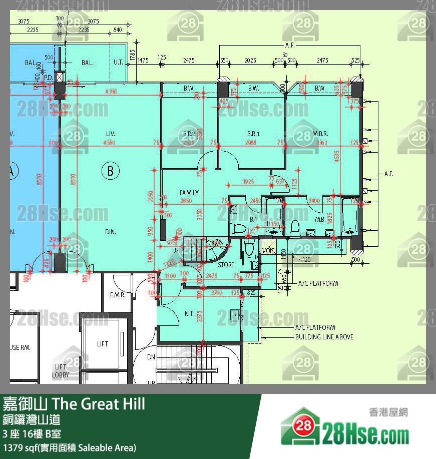 嘉御山 屋苑大廈3 座16樓 B室 平面圖