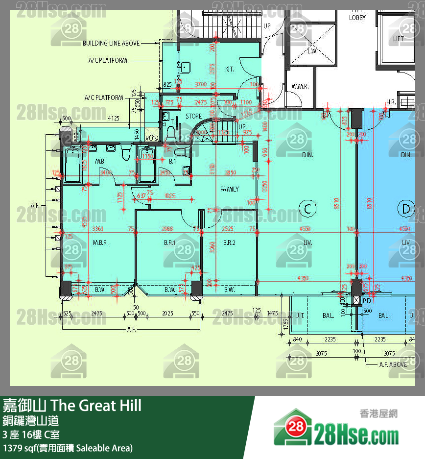 嘉御山 屋苑大廈3 座16樓 C室 平面圖