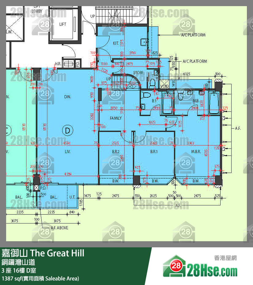 嘉御山 屋苑大廈3 座16樓 D室 平面圖