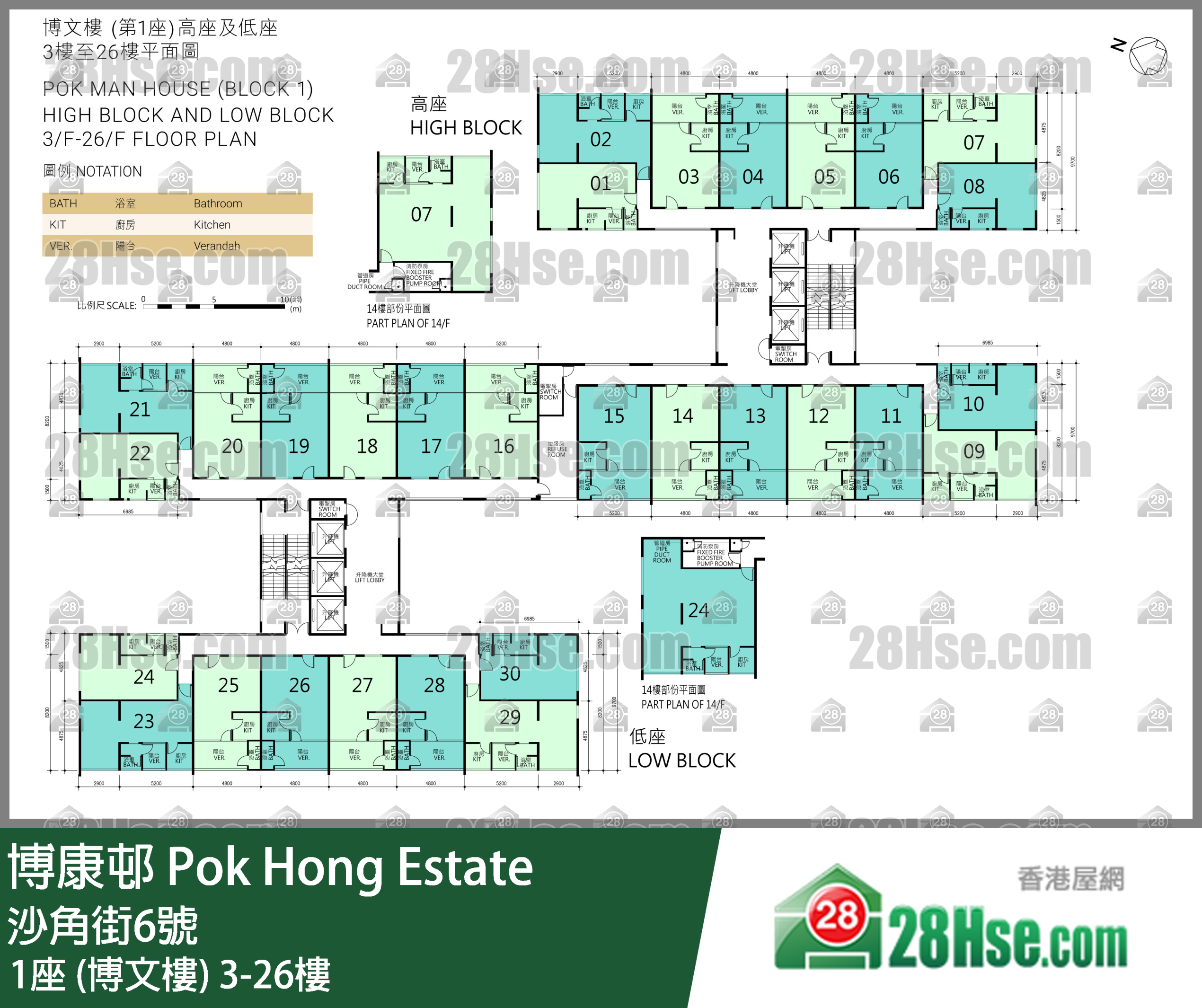 1座 (博文楼) 3-26楼 平面图
