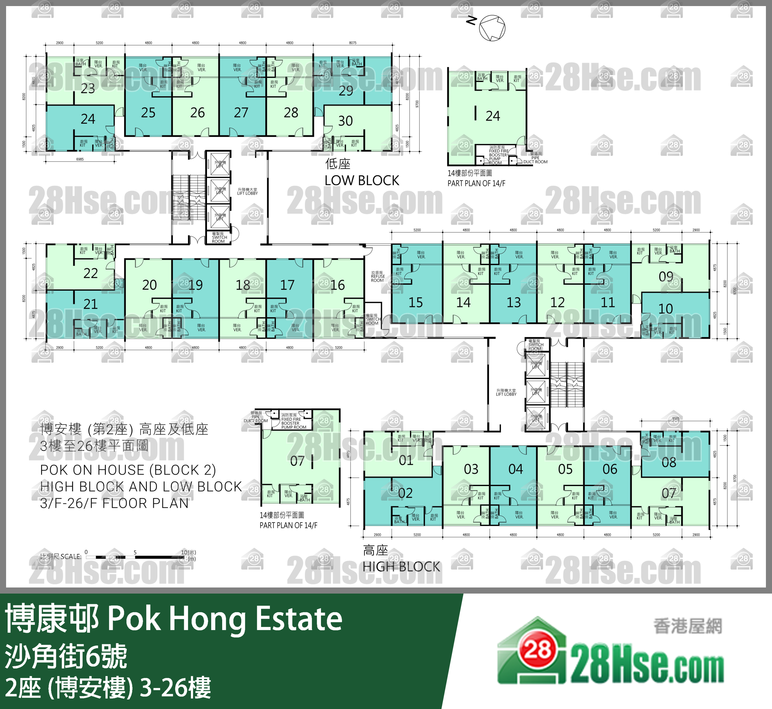 2座 (博安楼) 3-26楼 平面图