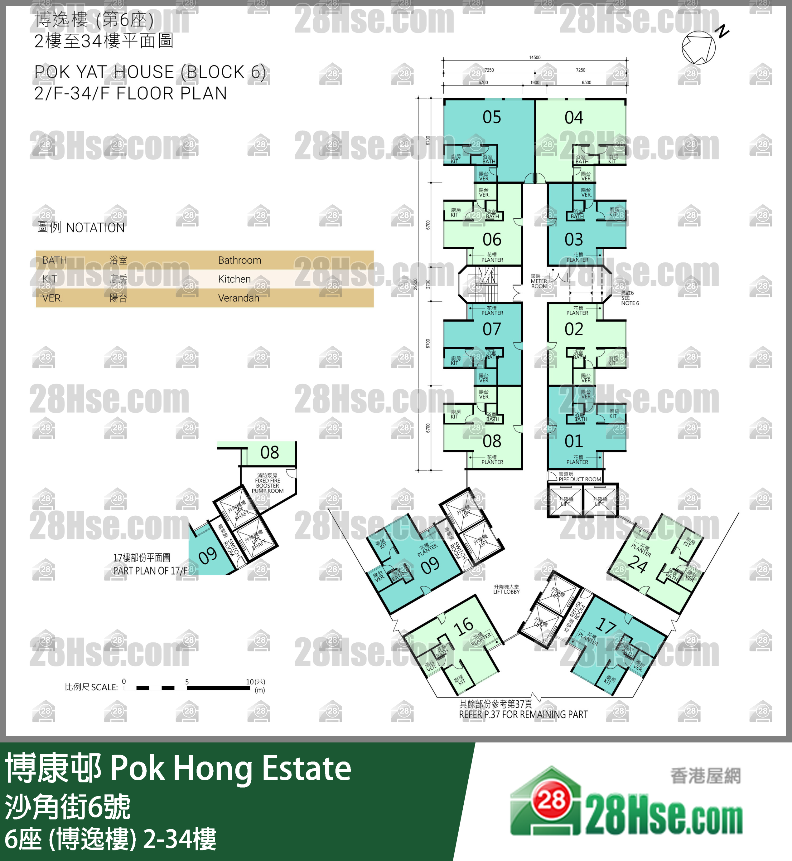 6座 (博逸楼) 2-34楼 平面图