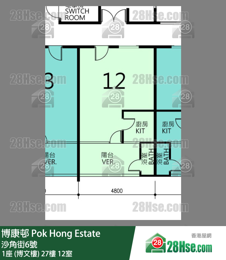 博康邨 1座 (博文樓)27樓 12室 平面圖