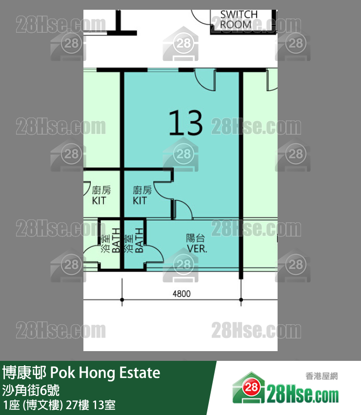 博康邨 1座 (博文樓)27樓 13室 平面圖