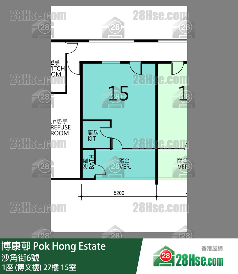 博康邨 1座 (博文樓)27樓 15室 平面圖