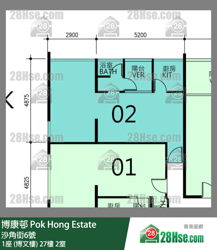 博康邨 1座 (博文樓)27樓 2室 平面圖