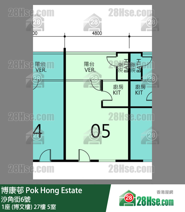 博康邨 1座 (博文樓)27樓 5室 平面圖