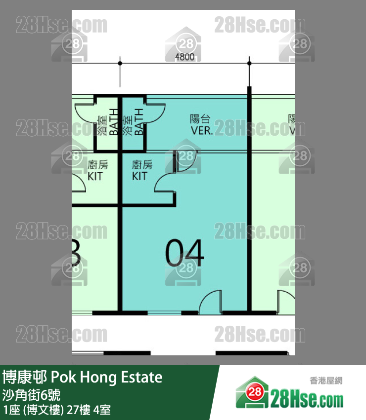 博康邨 1座 (博文樓) 27樓 4室 平面圖