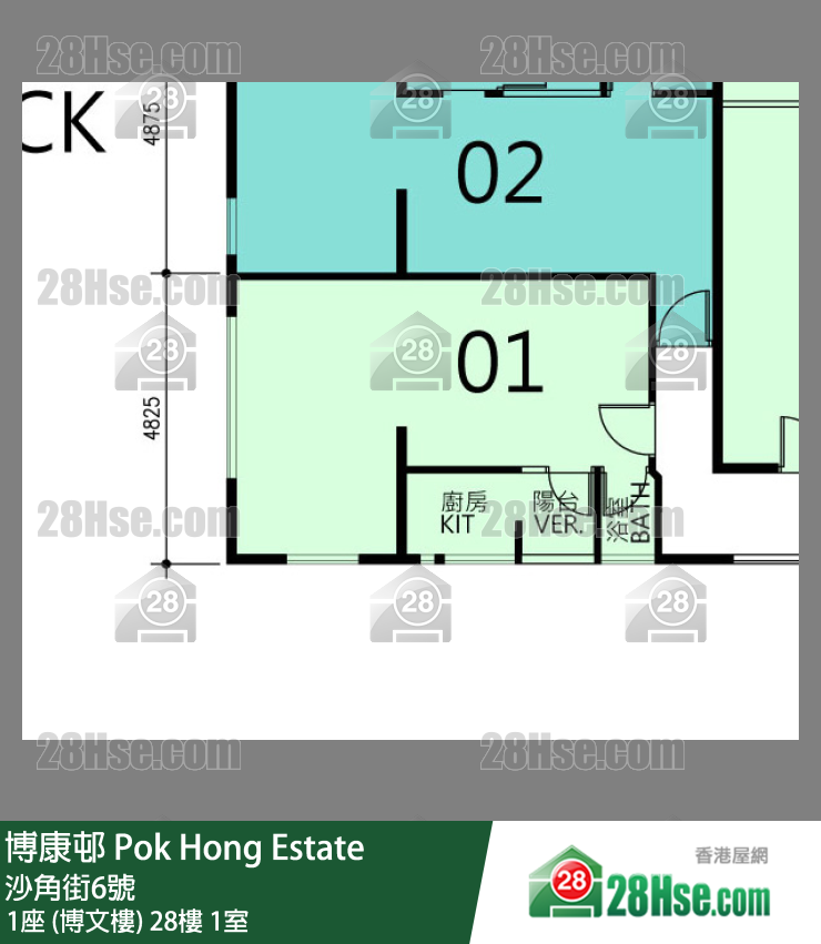 博康邨 1座 (博文樓)28樓 1室 平面圖
