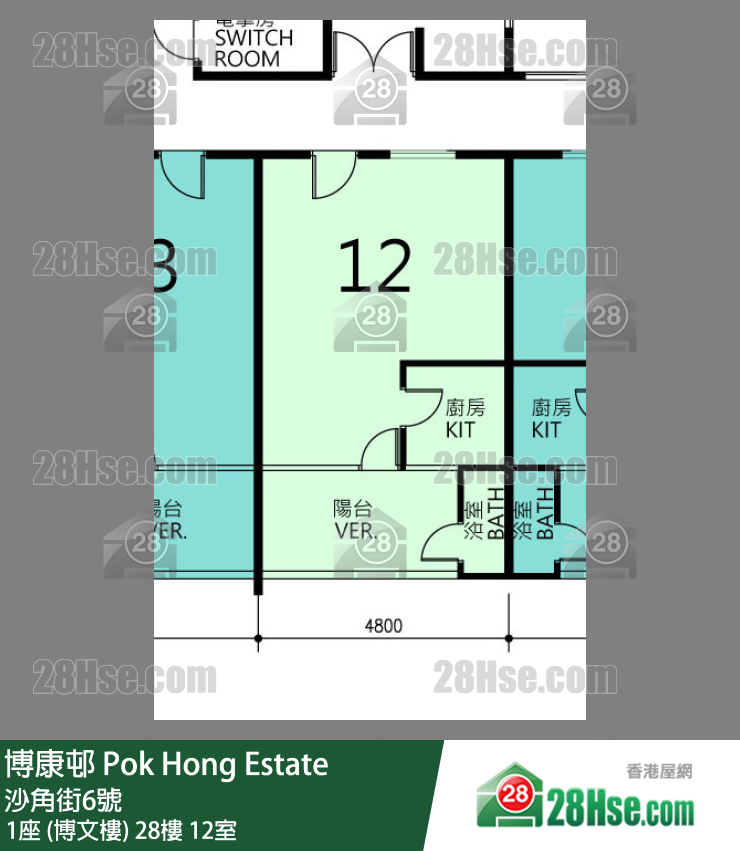博康邨 1座 (博文樓)28樓 12室 平面圖