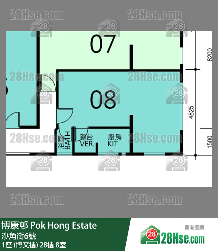 博康邨 1座 (博文樓) 28樓 8室 平面圖