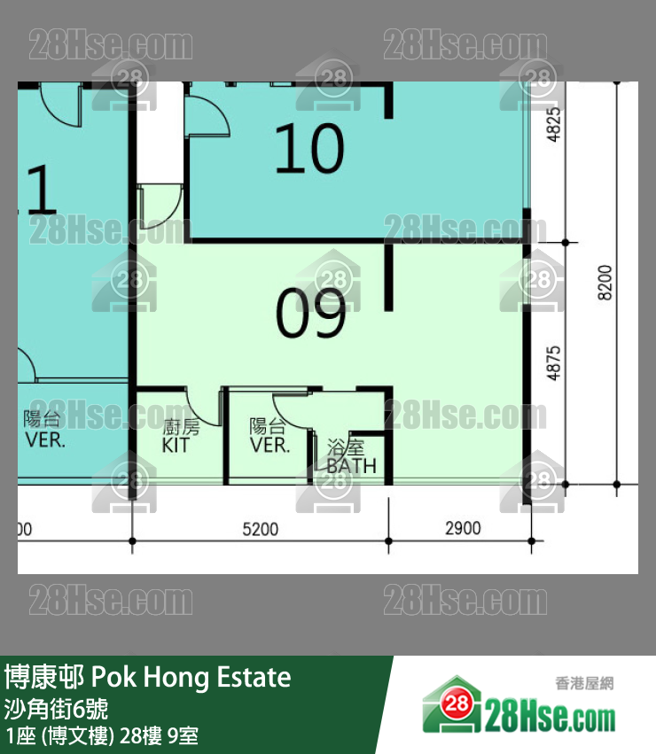 博康邨 1座 (博文樓)28樓 9室 平面圖