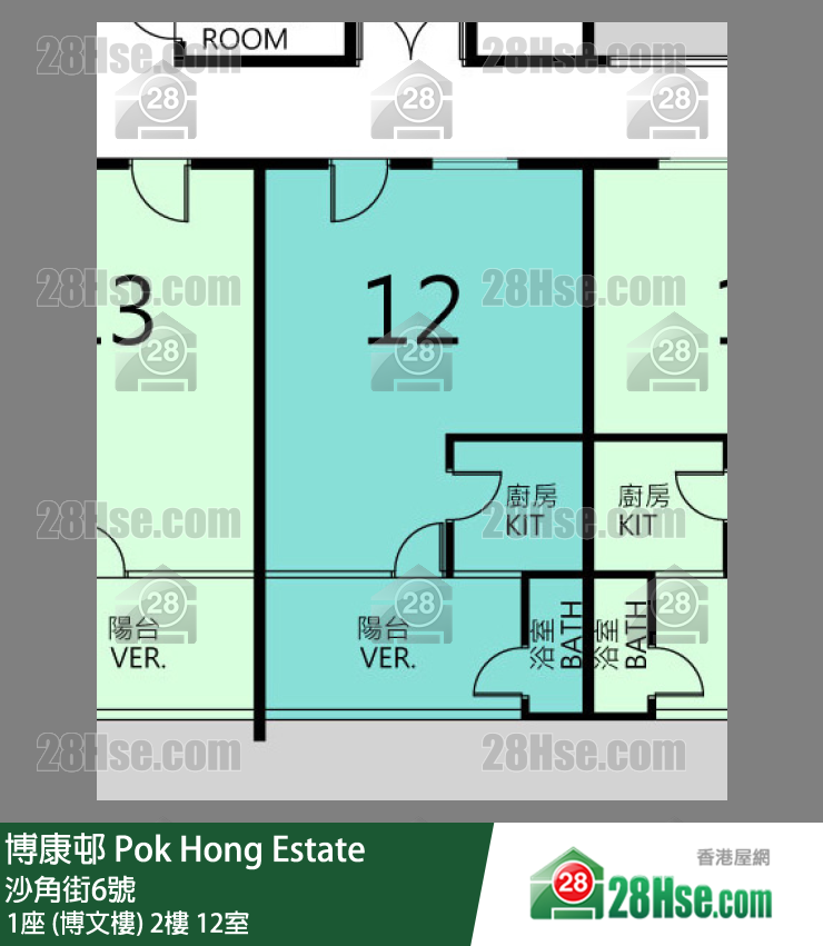 博康邨 1座 (博文樓)2樓 12室 平面圖