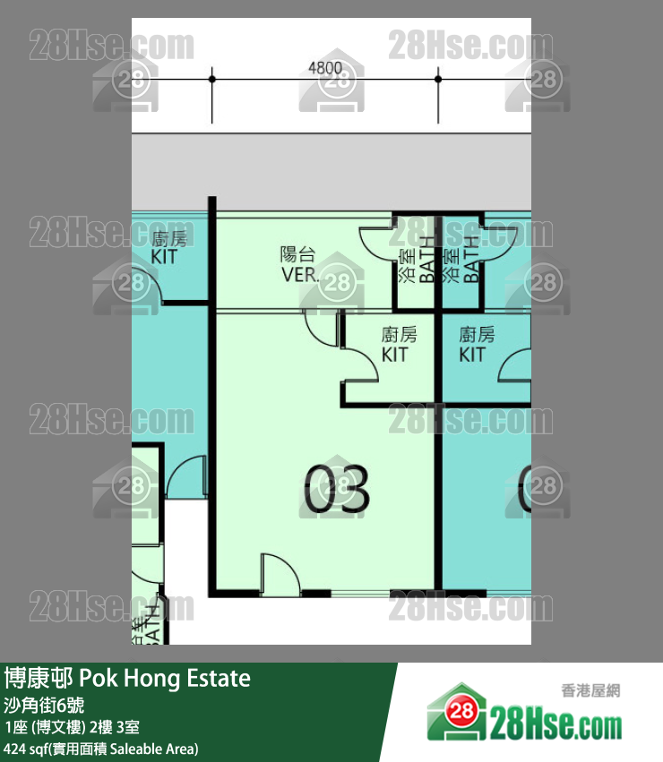 博康邨 1座 (博文樓) 2樓 3室 平面圖