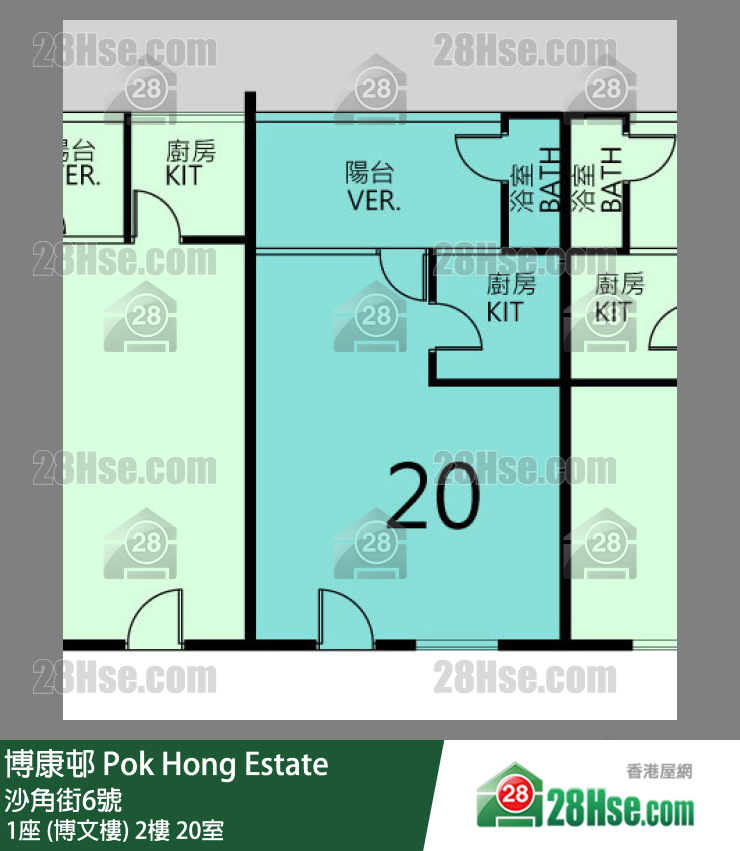 博康邨 1座 (博文樓) 2樓 20室 平面圖