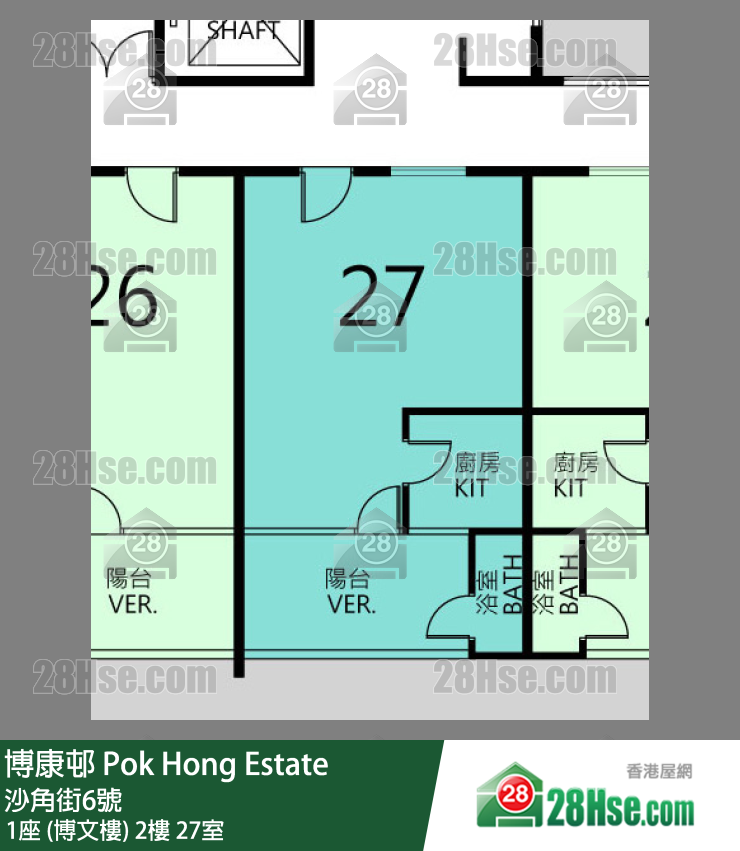 博康邨 1座 (博文樓)2樓 27室 平面圖