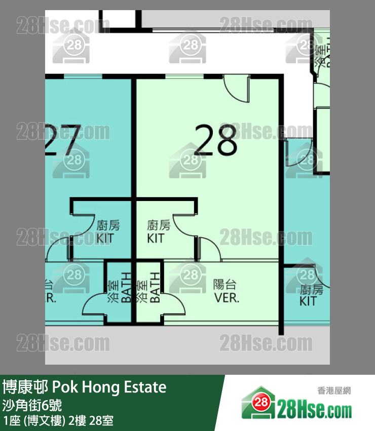 博康邨 1座 (博文樓)2樓 28室 平面圖