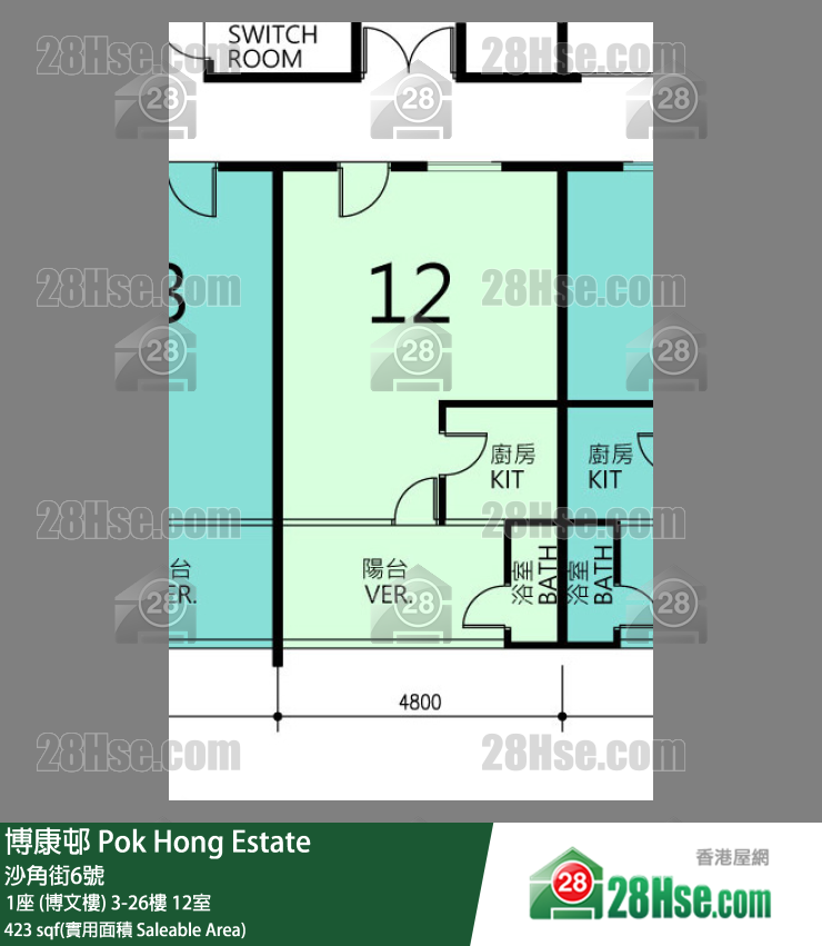 博康邨 1座 (博文樓)12樓 12室 平面圖