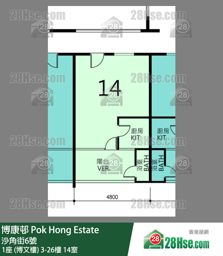 博康邨 1座 (博文樓)21樓 14室 平面圖