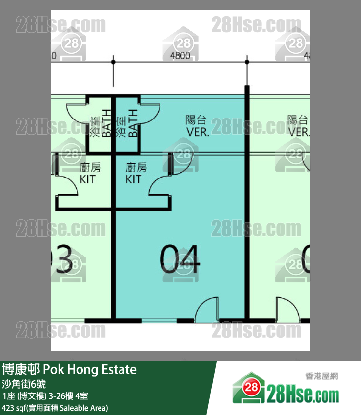 博康邨 1座 (博文樓)4樓 4室 平面圖