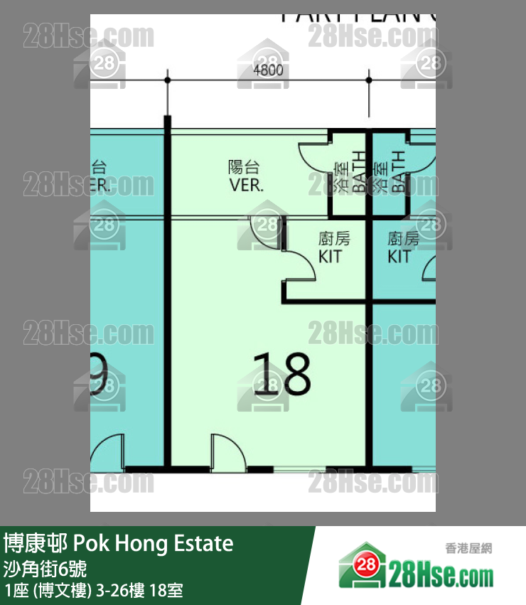 博康邨 1座 (博文樓)18樓 18室 平面圖