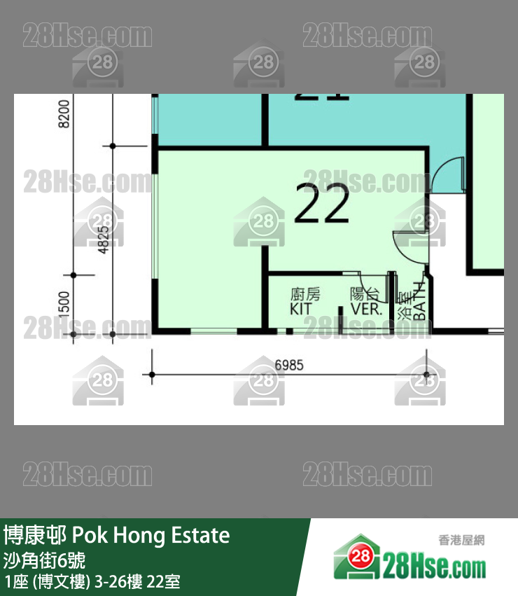 博康邨 1座 (博文樓)3樓 22室 平面圖