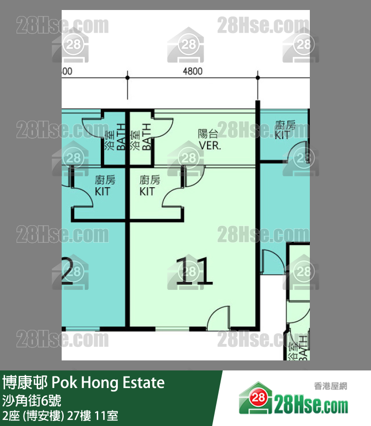 博康邨 2座 (博安樓)27樓 11室 平面圖
