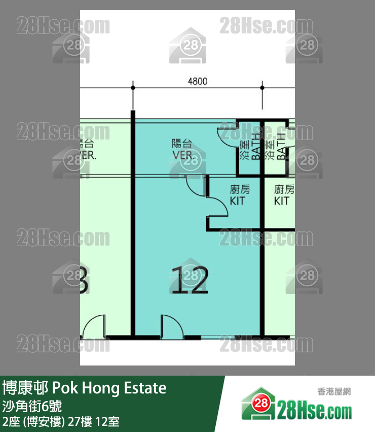 博康邨 2座 (博安樓)27樓 12室 平面圖