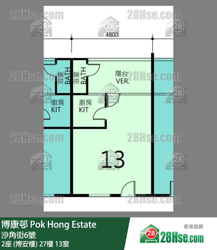 博康邨 2座 (博安樓)27樓 13室 平面圖