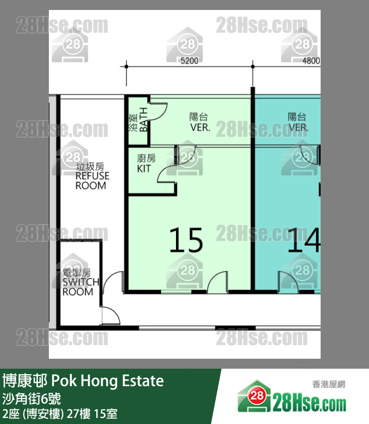 博康邨 2座 (博安樓)27樓 15室 平面圖