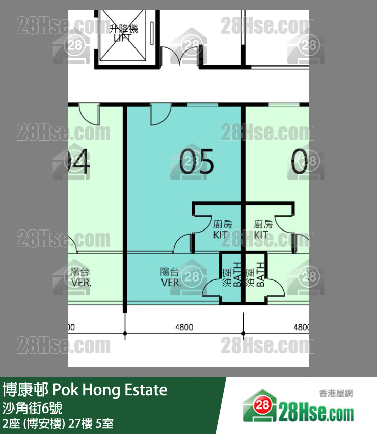 博康邨 2座 (博安樓)27樓 5室 平面圖