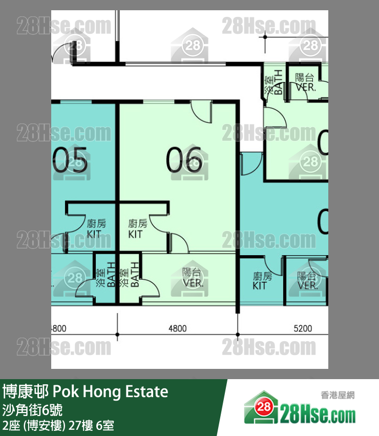 博康邨 2座 (博安樓)27樓 6室 平面圖