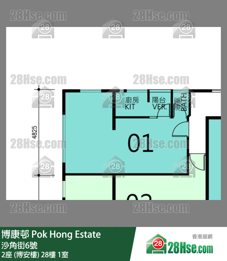 博康邨 2座 (博安樓)28樓 1室 平面圖