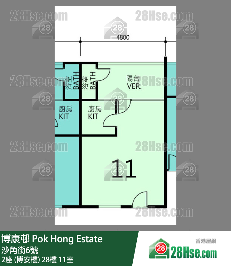 博康邨 2座 (博安樓)28樓 11室 平面圖