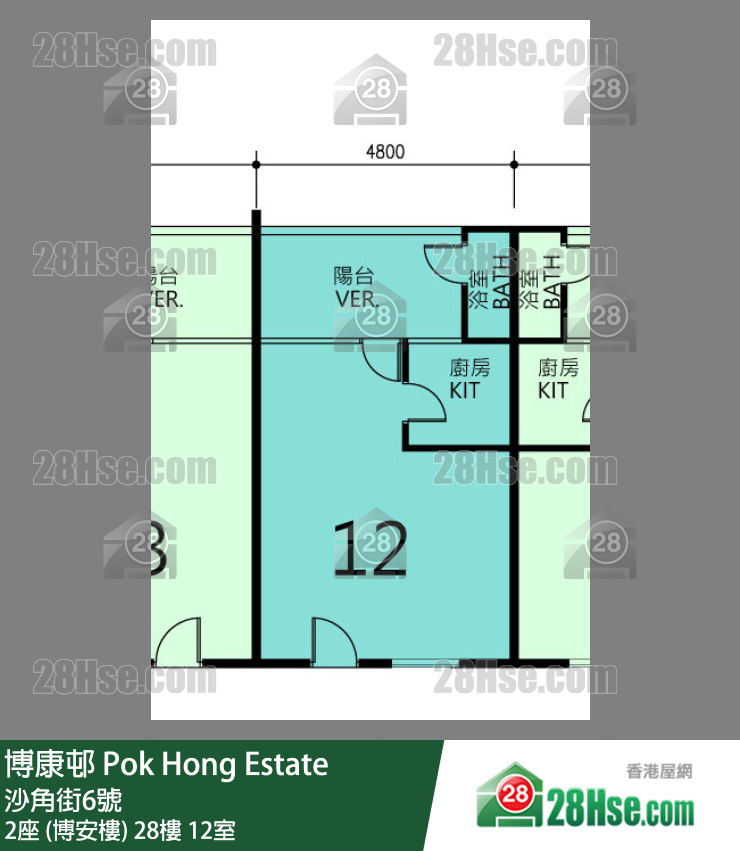 博康邨 2座 (博安樓)28樓 12室 平面圖