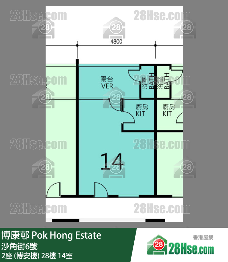 博康邨 2座 (博安樓)28樓 14室 平面圖