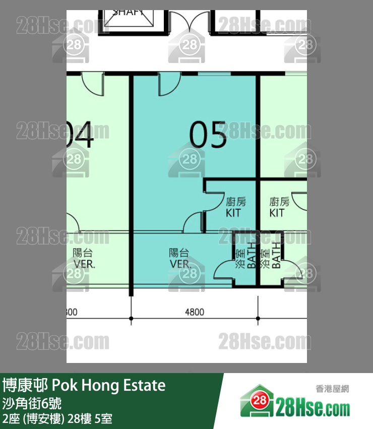 博康邨 2座 (博安樓)28樓 5室 平面圖