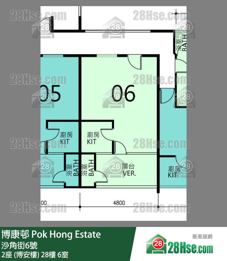 博康邨 2座 (博安樓)28樓 6室 平面圖