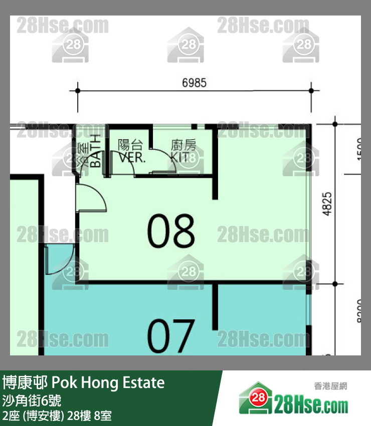 博康邨 2座 (博安樓)28樓 8室 平面圖