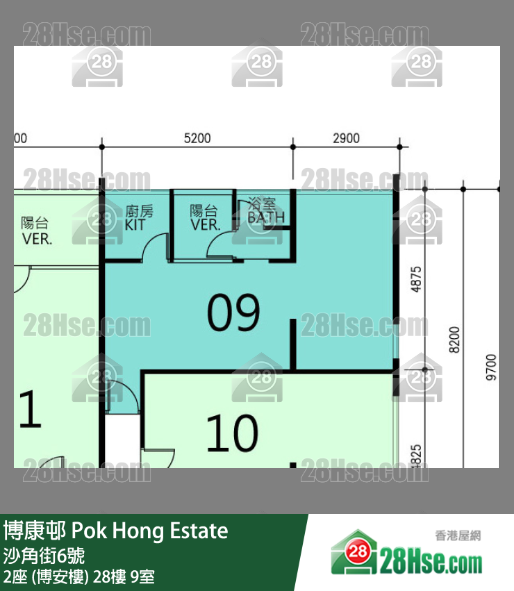博康邨 2座 (博安樓)28樓 9室 平面圖