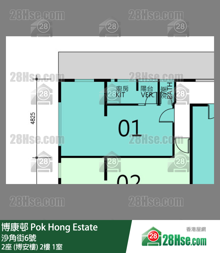 博康邨 2座 (博安樓)2樓 1室 平面圖
