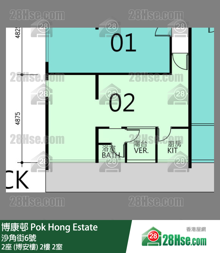 博康邨 2座 (博安樓)2樓 2室 平面圖