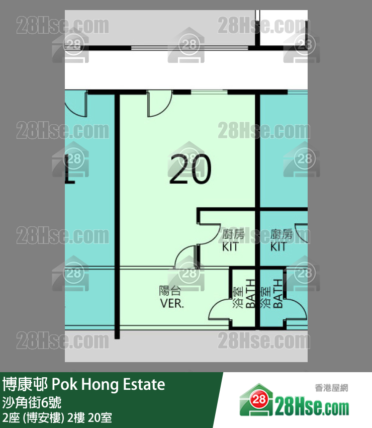博康邨 2座 (博安樓)2樓 20室 平面圖