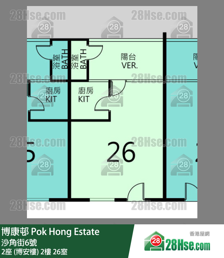 博康邨 2座 (博安樓)2樓 26室 平面圖