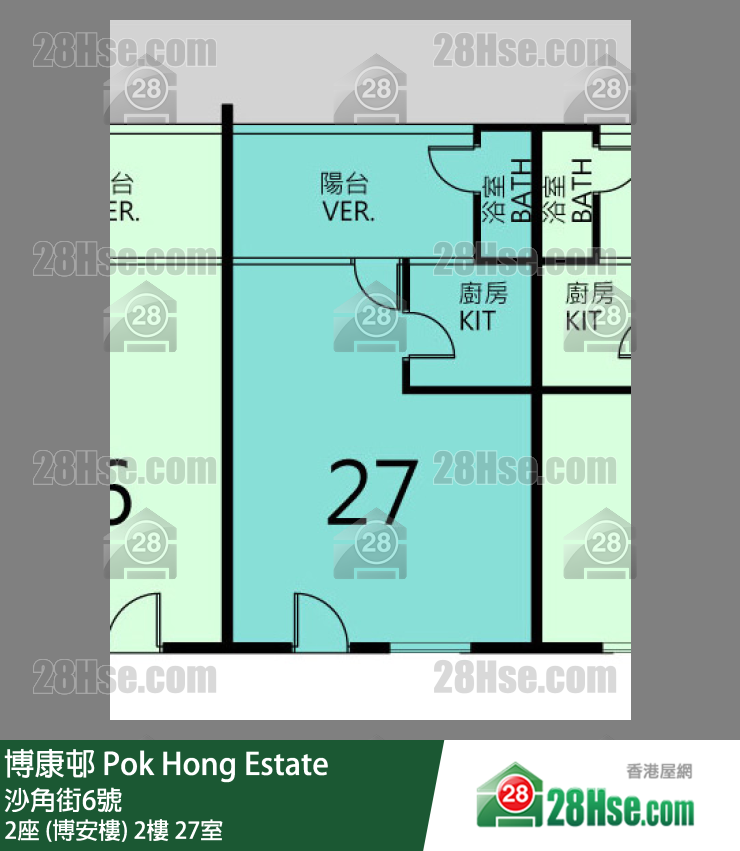 博康邨 2座 (博安樓)2樓 27室 平面圖