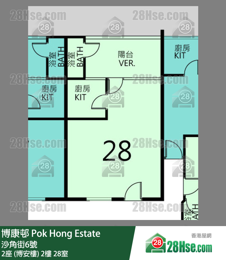 博康邨 2座 (博安樓)2樓 28室 平面圖