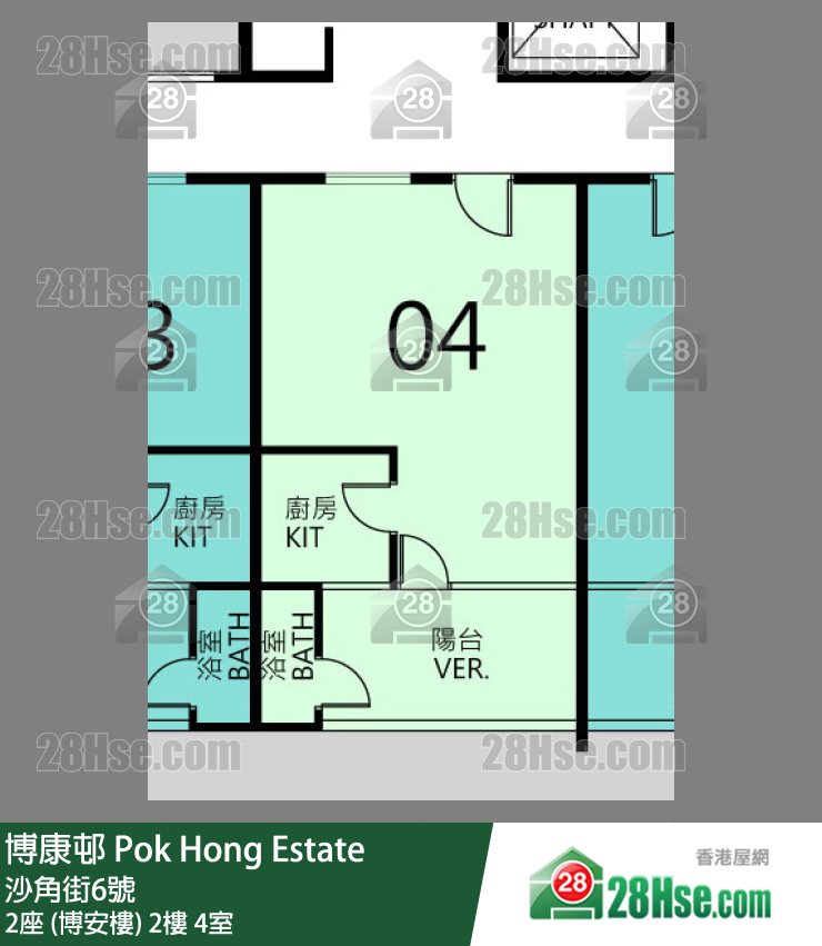 博康邨 2座 (博安樓)2樓 4室 平面圖