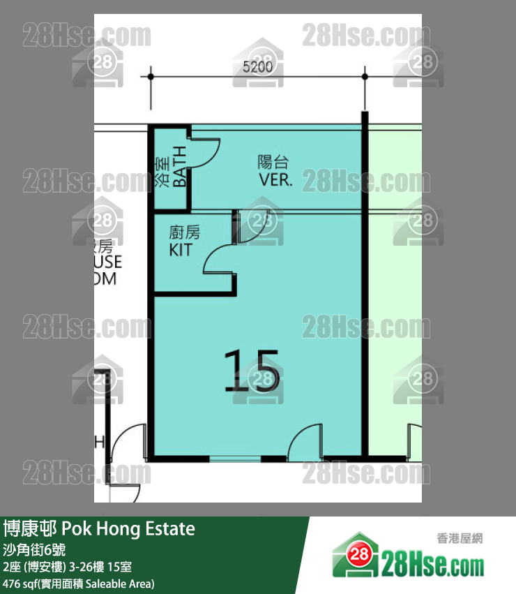 博康邨 2座 (博安樓)21樓 15室 平面圖