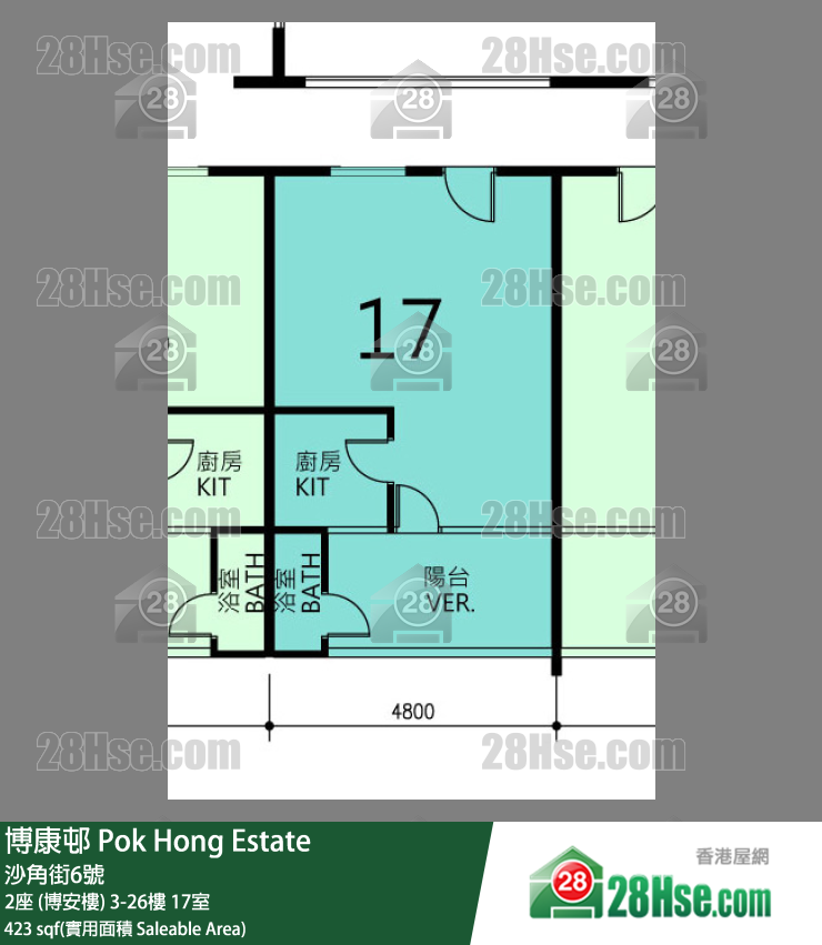 博康邨 2座 (博安樓)21樓 17室 平面圖